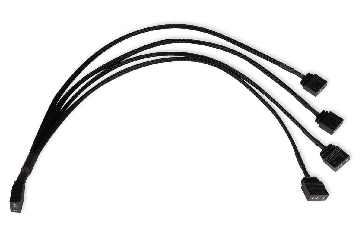 Alfacool Y Divisor De Cable Argb 3 Pines En 4x 3 Pines, 30 Cm De Negro, Incluido El Conector 18711