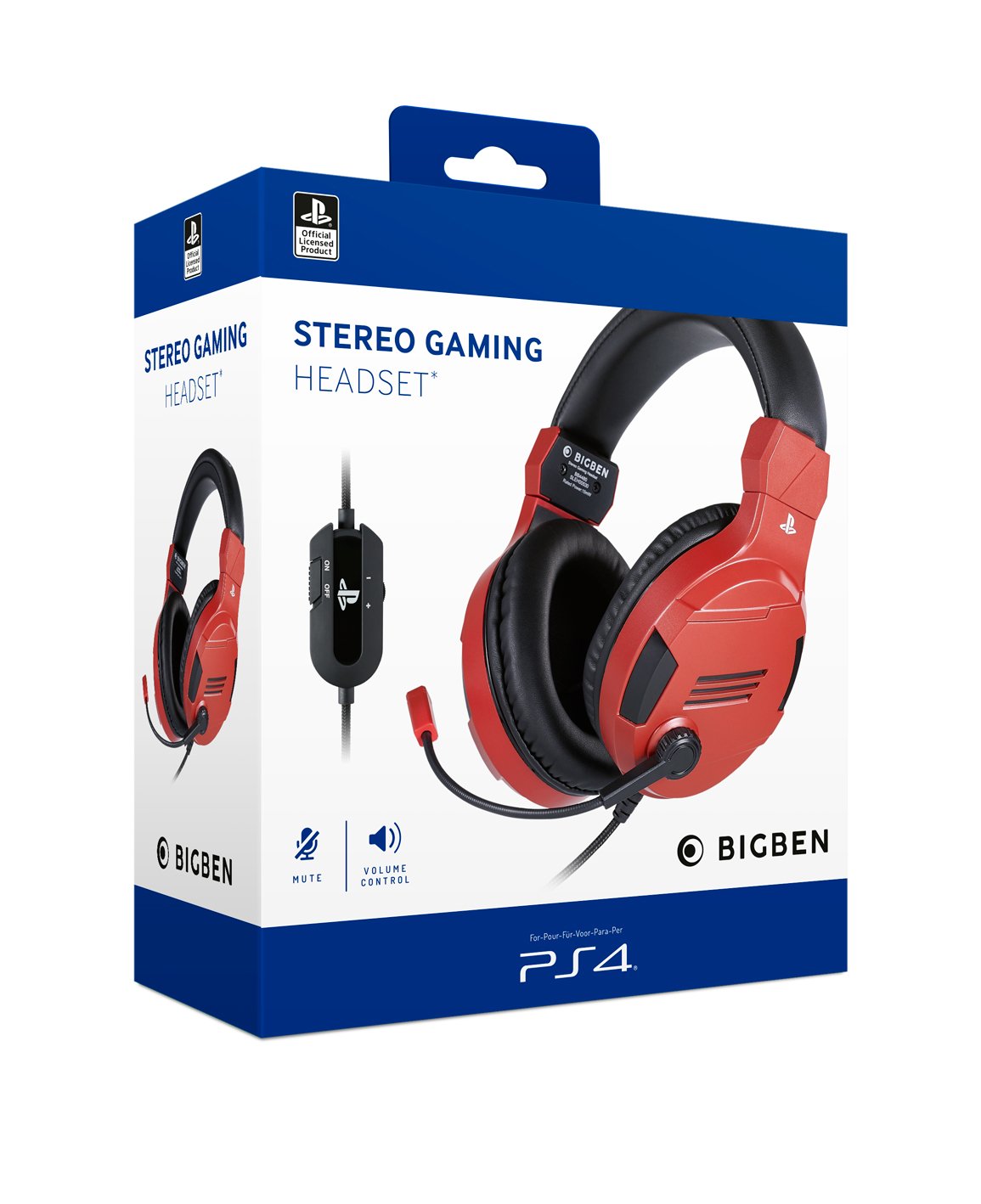 Auriculares Nacon Ps4ofheadsetv3red Bigben Con Micrófono Rojo
