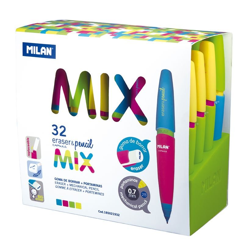 Milan Portaminas Capsule Mix 0,7mm 2b Expositor 32 C/Surtidos