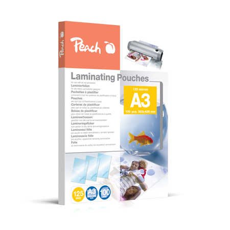 Película Laminada Peach A3 125mic Pp525-01, 100 Unidades