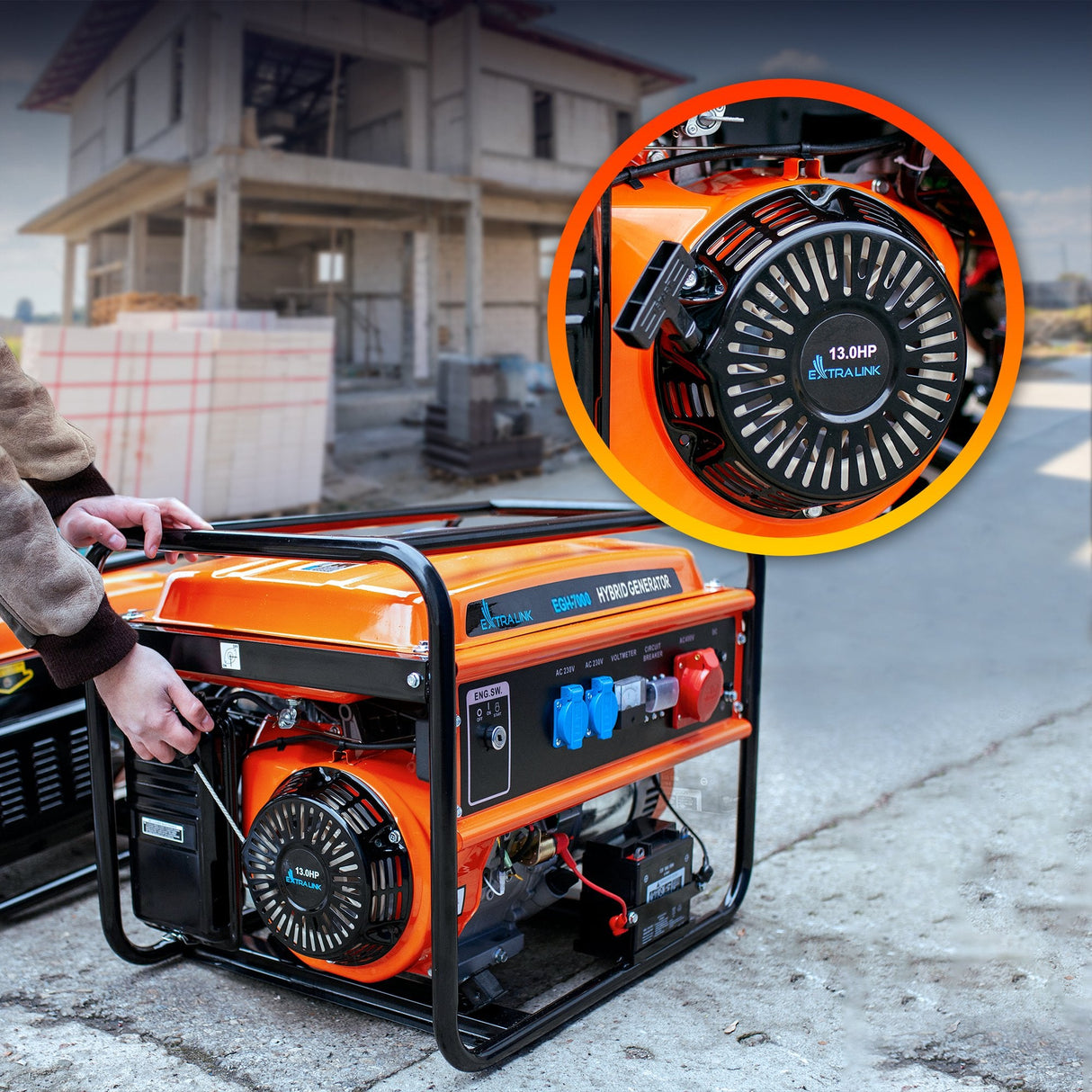 Extralink Ex.30714 Motor-Generador 7000 W 25 L Gasolina Negro, Naranja