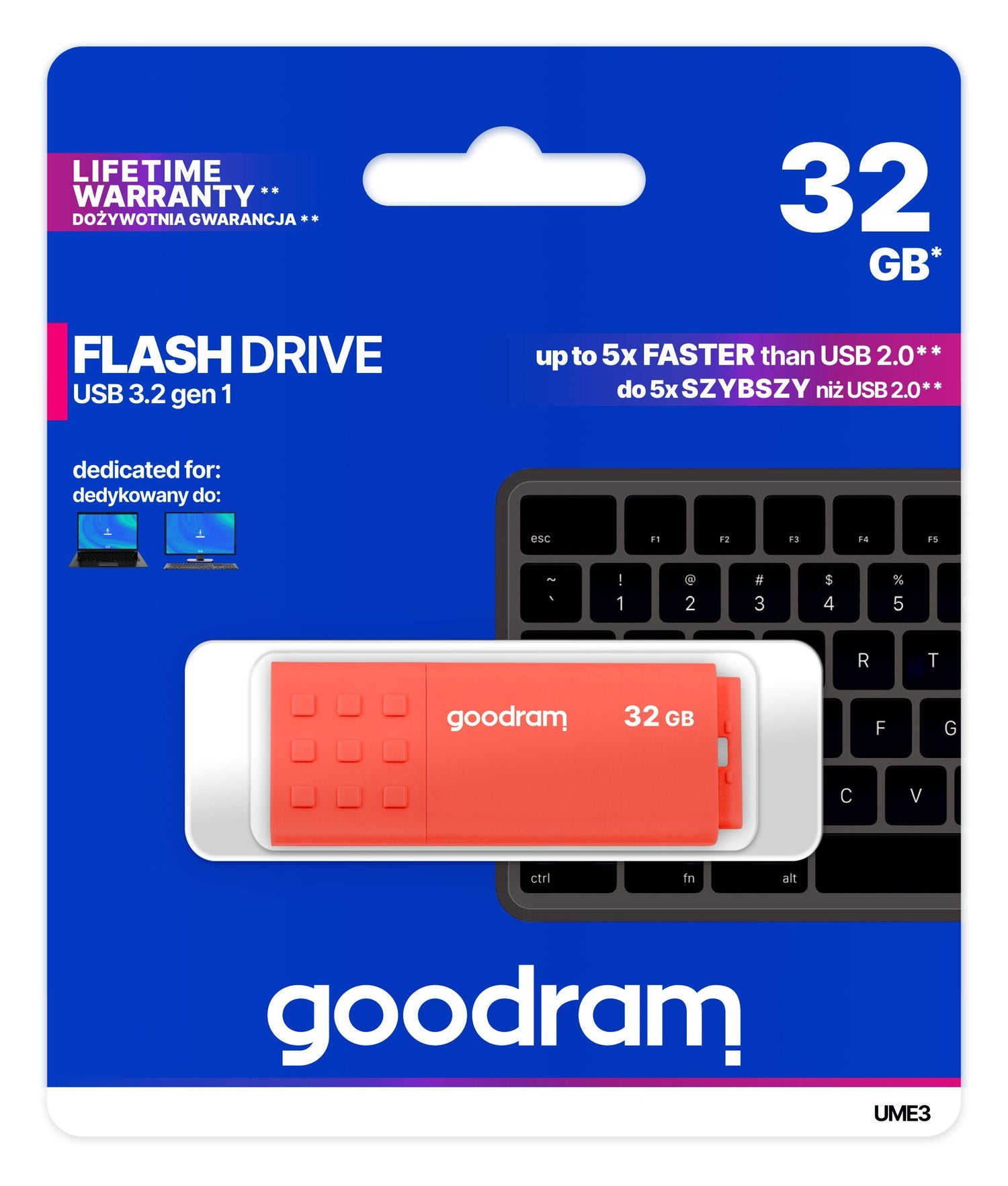 Pendrive Goodram Ume3 32gb Usb 3.0 Naranja