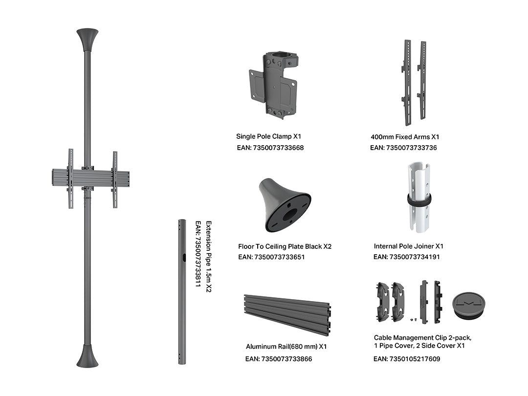 EAN 7350073733620 - Multibrackets 3620 soporte para pantalla de señalización 165,1 cm (65") Negro imagen 8