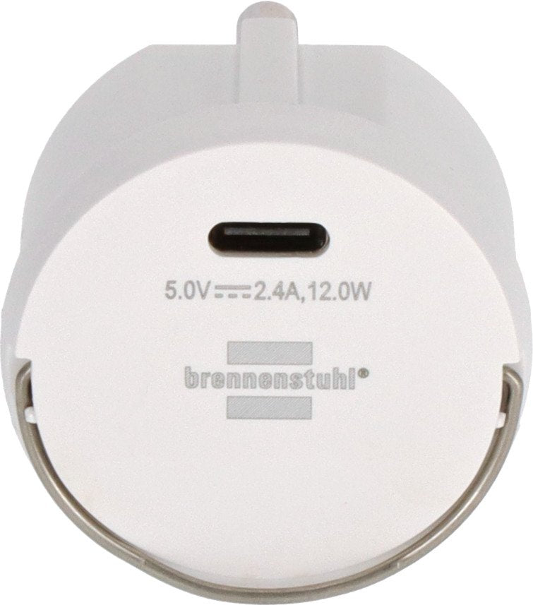 Brennenstuhl Usb-C Steckdosenadaptador, Usb-C Ladehembra 2,4 A, Max. 12,0 W, Blanco