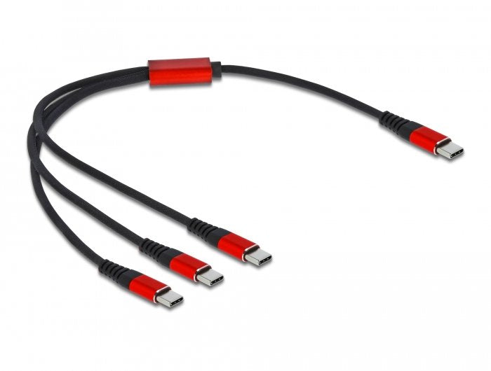 Cable Delock 86712 De Carga Usb 3 En 1 Usb Type-C A 3 X Usb Type-C 30 Cm Noir / Rouge