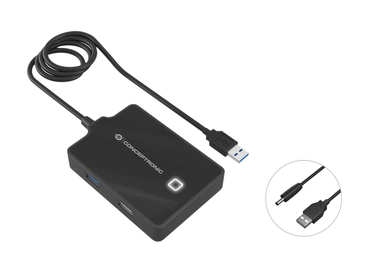 Hub Usb3.0 Conceptronic  Hubbies05b 4 Puertos Y Cable De 90cm