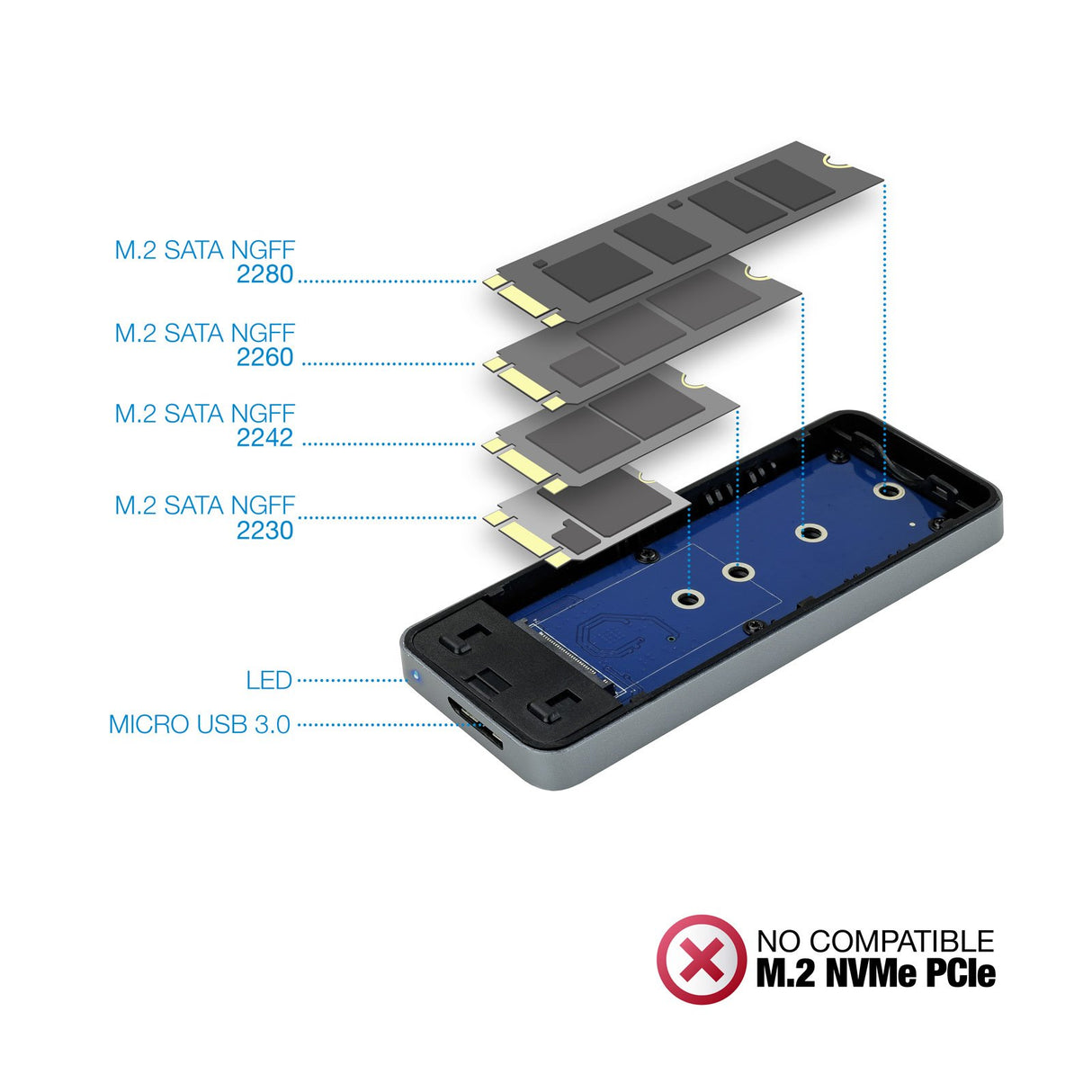 EAN 8433281009929 - TooQ TQE-2281G caja para disco duro externo Caja externa para unidad de estado sólido (SSD) Gris M.2 imagen 4