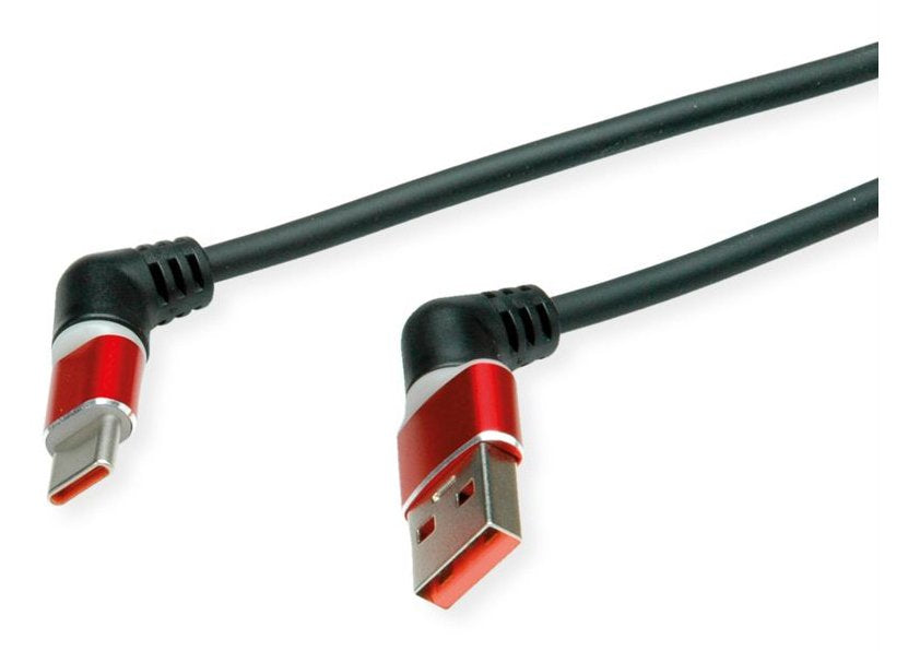 Roline Usb 2.0 Cable Typ-C - Typ-A St St 360 Rotation Schwarz Rot 2m