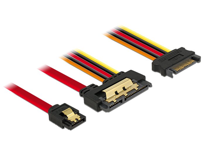 Delock 85228 Cable Sata De 6 Gb/S Hembra De 7 Contactos + Alimentación Macho De 15 Contactos Sata > Sata Recto Hembra, Metálico De 22 Contactos Y 30 Cm