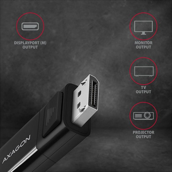 EAN 8595247905314 - Axagon RVC-DPC adaptador de cable de vídeo 1,8 m USB Tipo C DisplayPort Negro imagen 3