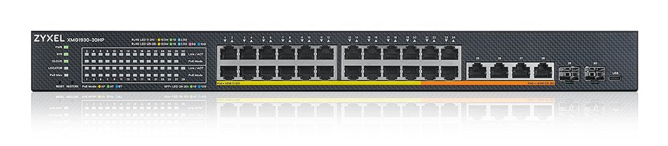 Zyxel Xmg1930-30hp 24-Port 2.5gbe Smart Managed Layer 2 Poe 700w 22xpoe+/8xpoe++ Switch With 4 10gbe And 2 Sfp+ Uplink