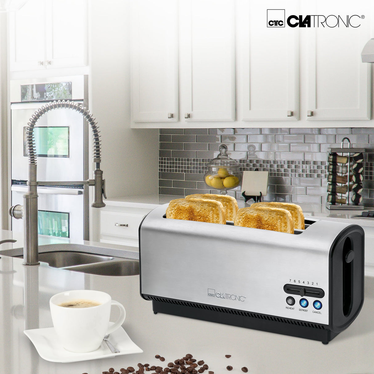 EAN 4006160638295 - Clatronic TA 3687 7 4 rebanada(s) 1200 W Negro, Acero inoxidable imagen 4