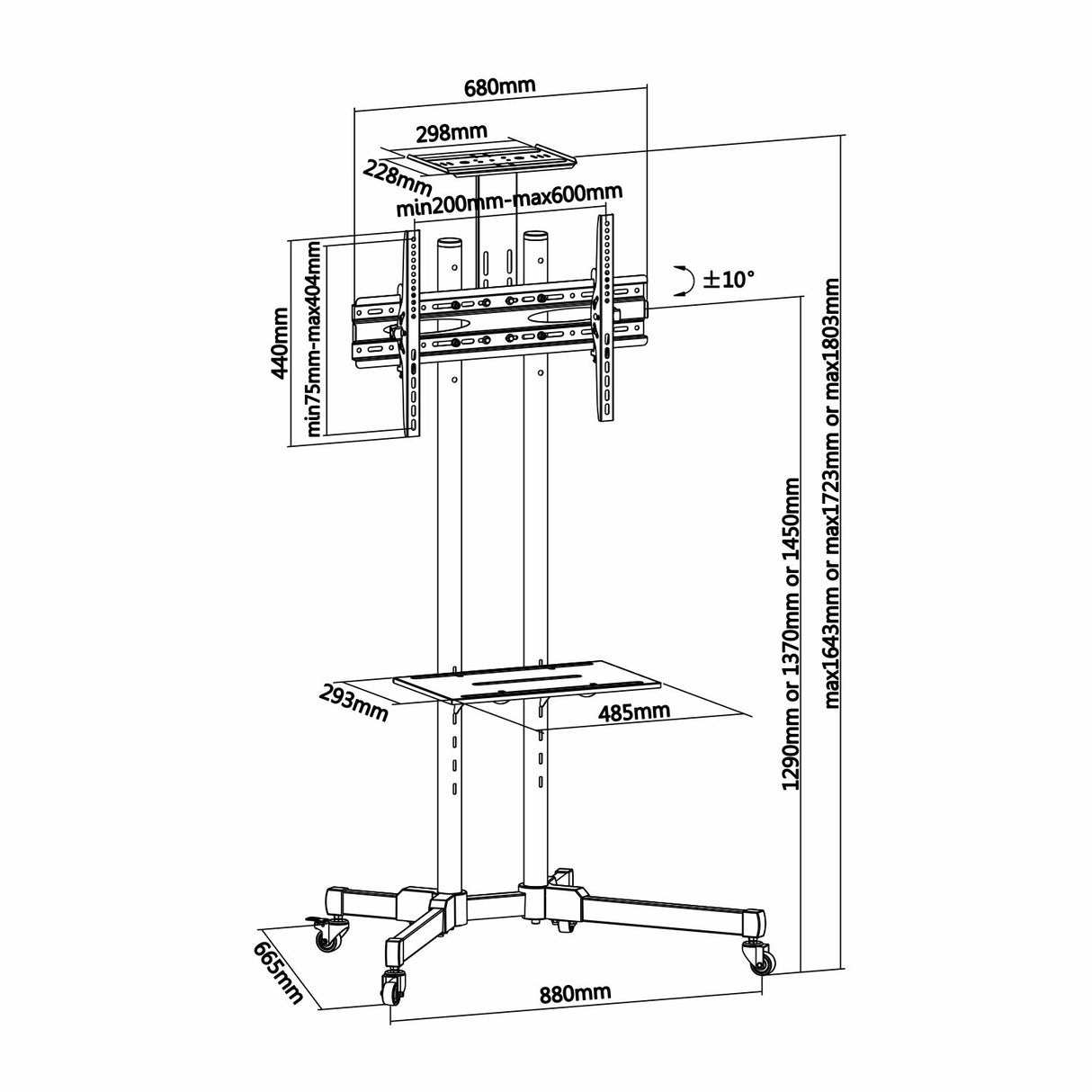 EAN 8436574703405 - AISENS FT70TE-035 soporte para pantalla de señalización 177,8 cm (70") Negro imagen 2