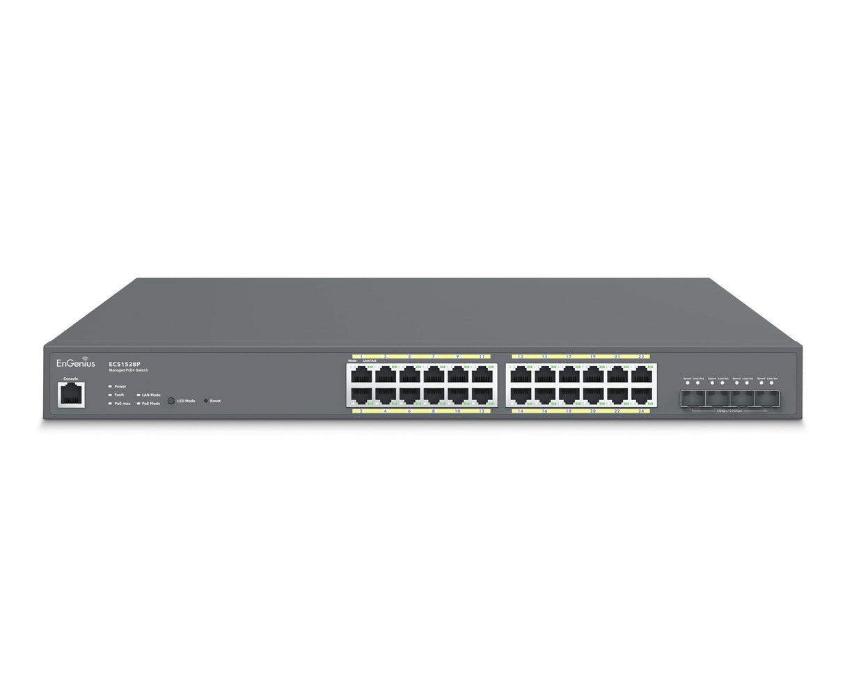 Engenius Cloud Managed Switch 24-Port Gbe Poe 240w Poe Hdget, 4x 10g Sfp ,Slots L2 , Ecs1528p - Cloud Or On-Premises Management