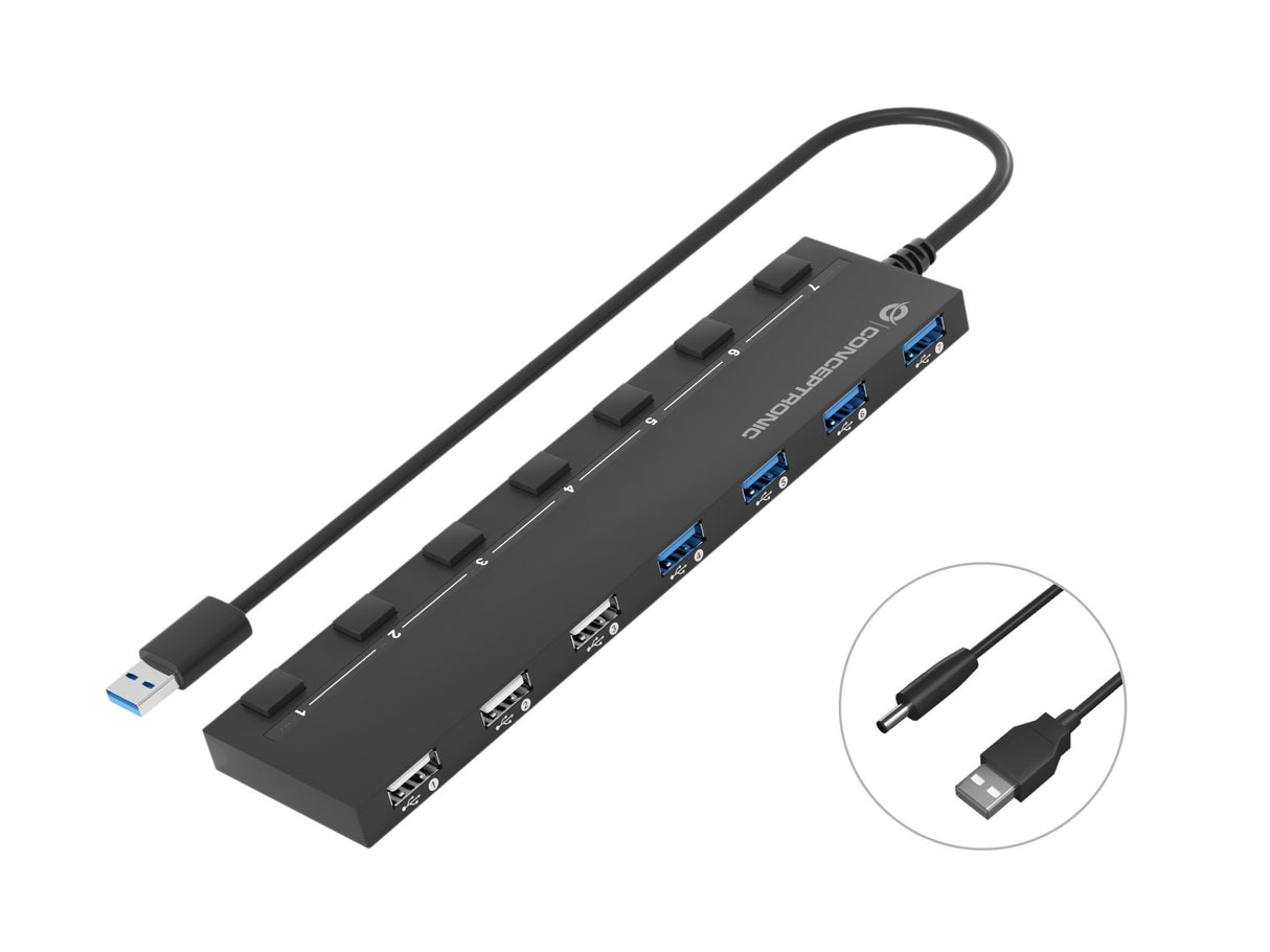 EAN 4015867226124 - Conceptronic HUBBIES09B hub de interfaz USB tipo A 5000 Mbit/s Negro imagen 1
