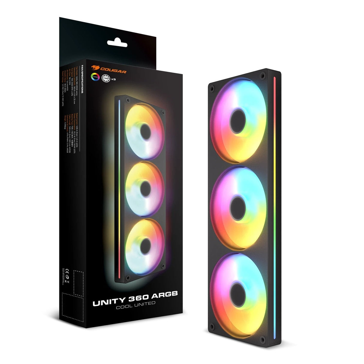 Ventilador Pc Cougar Forward Unity360-Fb,360 Argb Pwm, Negro Cf-Un360fb-Rgb