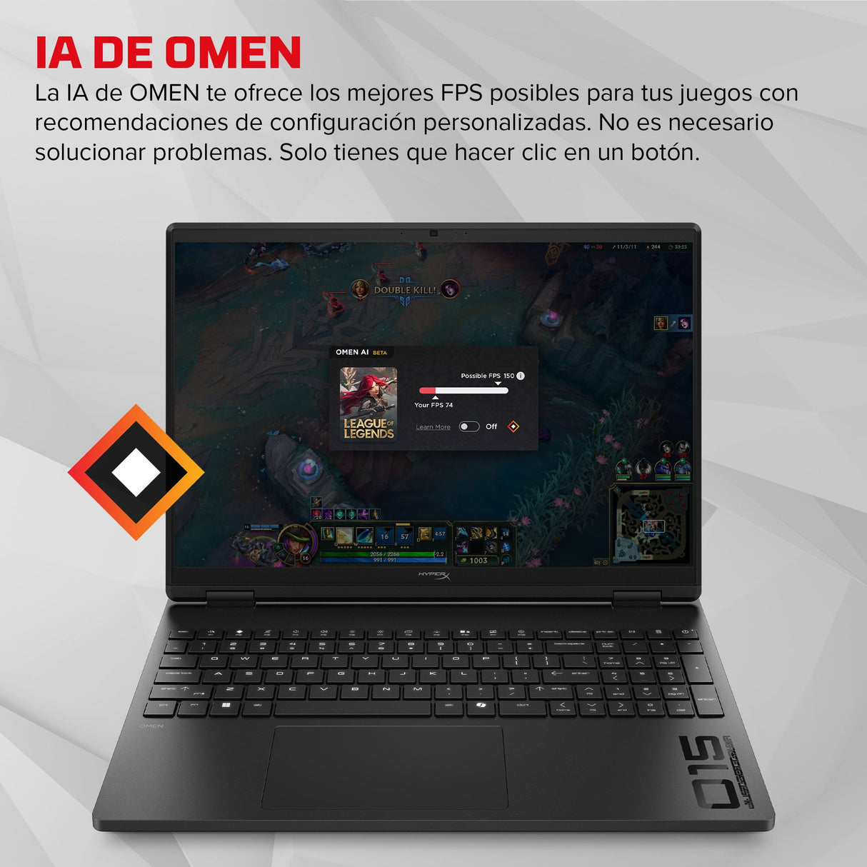 EAN 0821844741771 - HP HyperX OMEN 15 inch Gaming Laptop PC 15-gb0014ns AMD Ryzen™ 7 260 38,9 cm (15.3") 2K 24 GB DDR5-SDRAM imagen 9