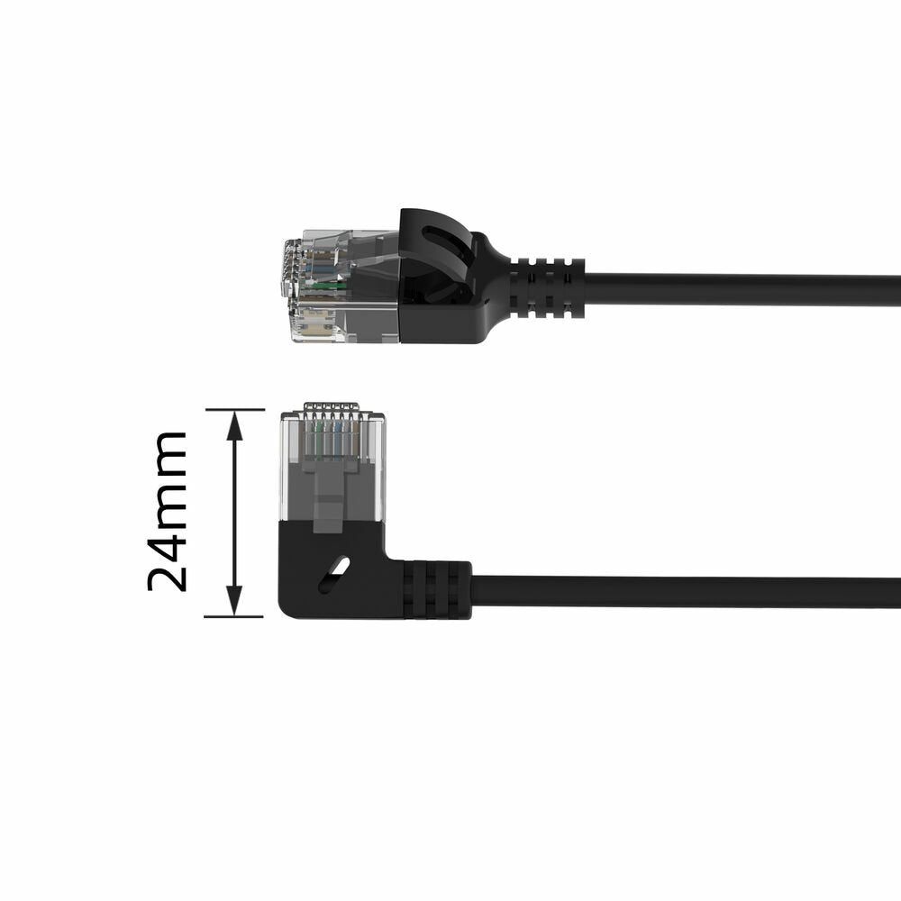Latiguillo Cat 6a, S/Ftp, 1.00 M, Negro, Lszh Slim Conector X 1 Ángulo De 90° Hacia La Izquierda Act