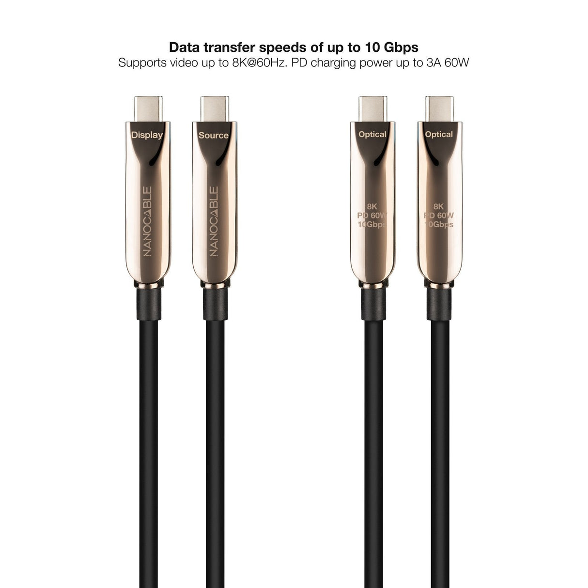 Cable Usb 3.2 Tipo-C Aoc Nanocable 10.01.4605 Usb Tipo-C Macho Usb Tipo-C Macho Hasta 60w 10gbps 5m Negro