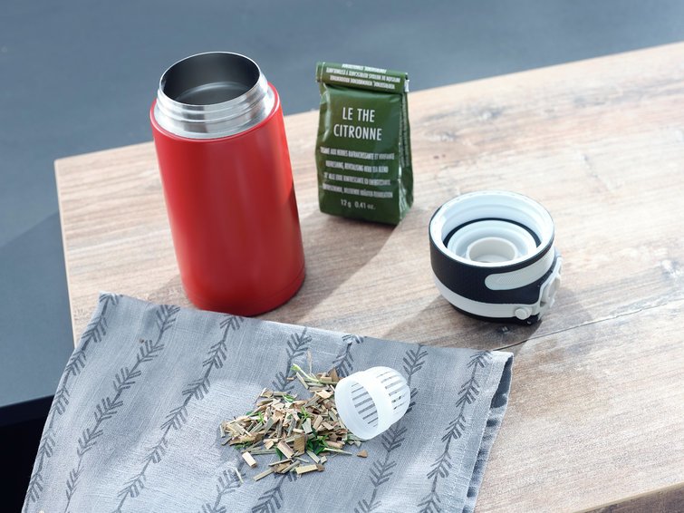 Leifheit 03245 Taza De Viaje 350 Ml Negro, Rojo Acero Inoxidable