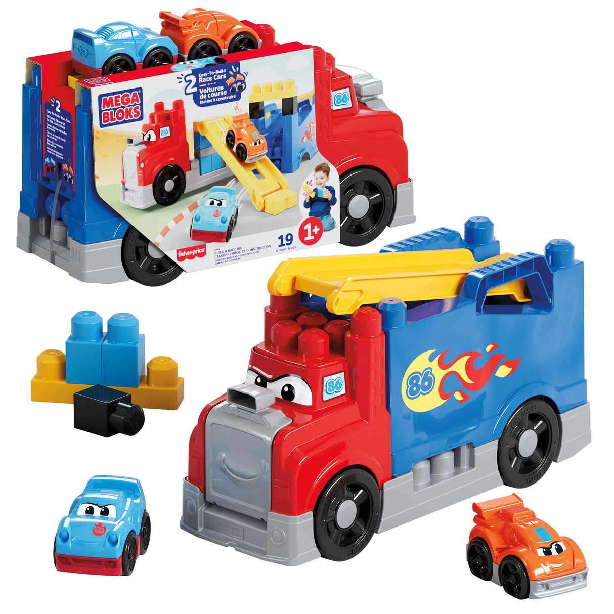 Camion De Carreras Y Construccion Mega Bloks 19pzs