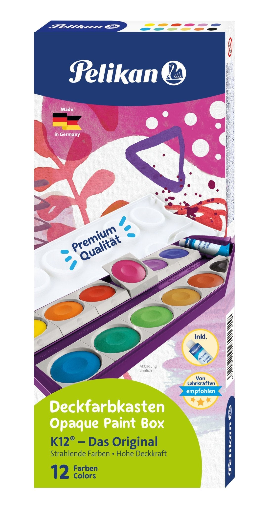 Caja De Pintura Pelikan K12® Violeta Con Blanco Opaco, 12 Colores