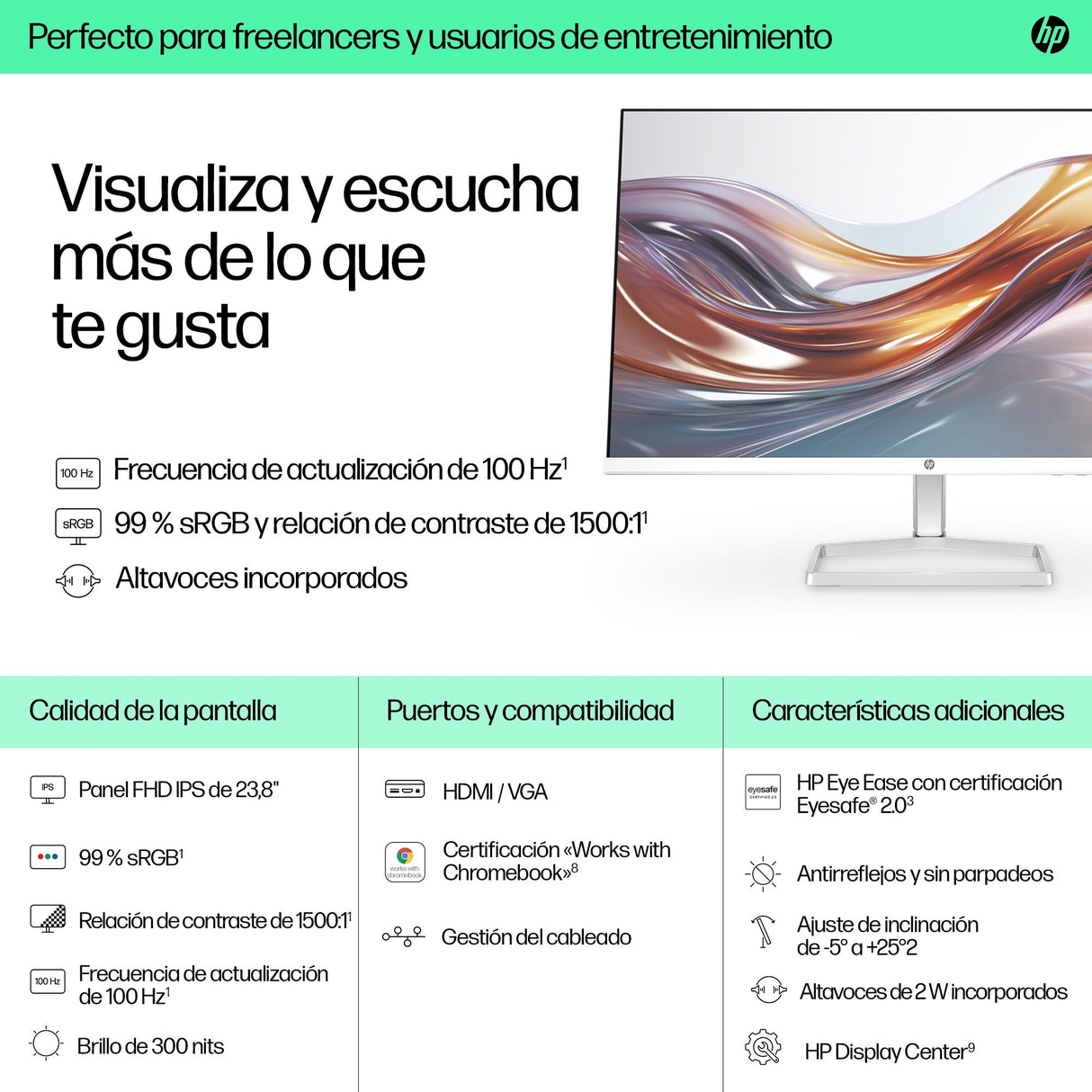 EAN 0197498938028 - HP Series 5 23.8 inch FHD Monitor with Speakers - 524sa pantalla para PC 60,5 cm (23.8") 1920 x 1080 Pixe imagen 8