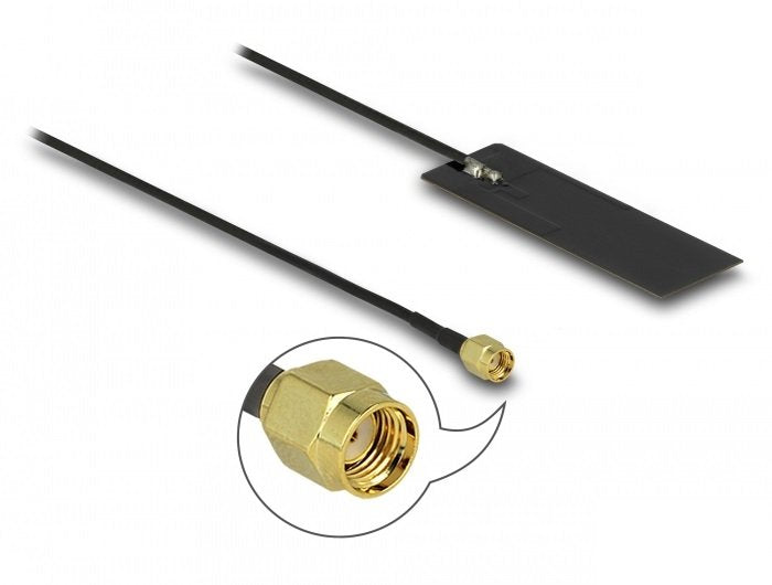 Delock 12649 Antena Wlan Wifi 6 802.11 Ac/Ax/A/H/B/G/N Rp-Sma Macho De 2 - 4 Dbi Y Pcb De 15 Cm Interna Autoadhesiva