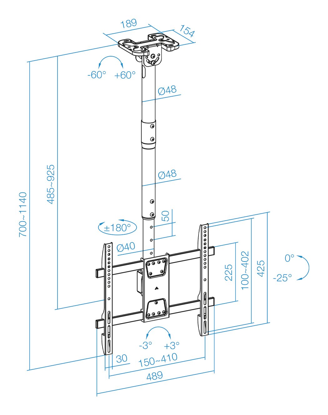 Soporte Techo Pantallas 43-86" Negro