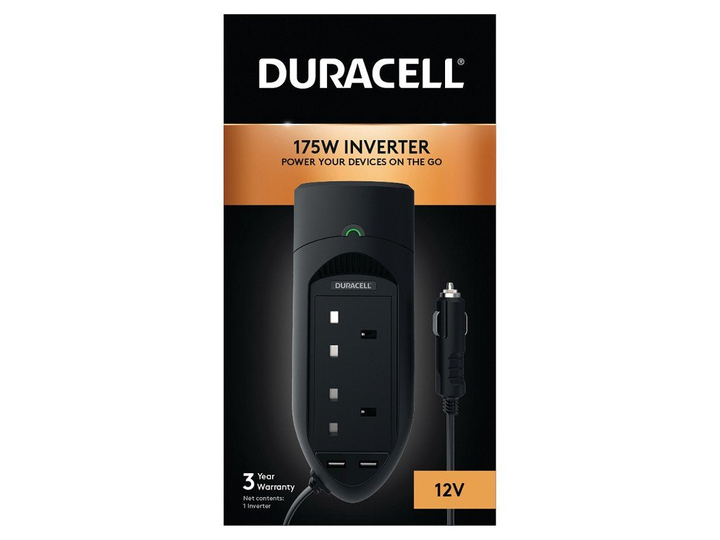 EAN 5055190175491 - Duracell DRINV15-UK adaptador e inversor de corriente Auto 175 W Negro imagen 1