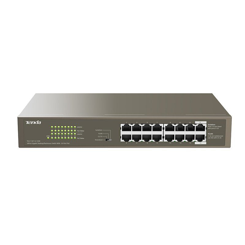 EAN 6932849431360 - Tenda TEG1116P-16-150W-EU switch No administrado Gigabit Ethernet (10/100/1000) Energía sobre Ethernet (P imagen 1