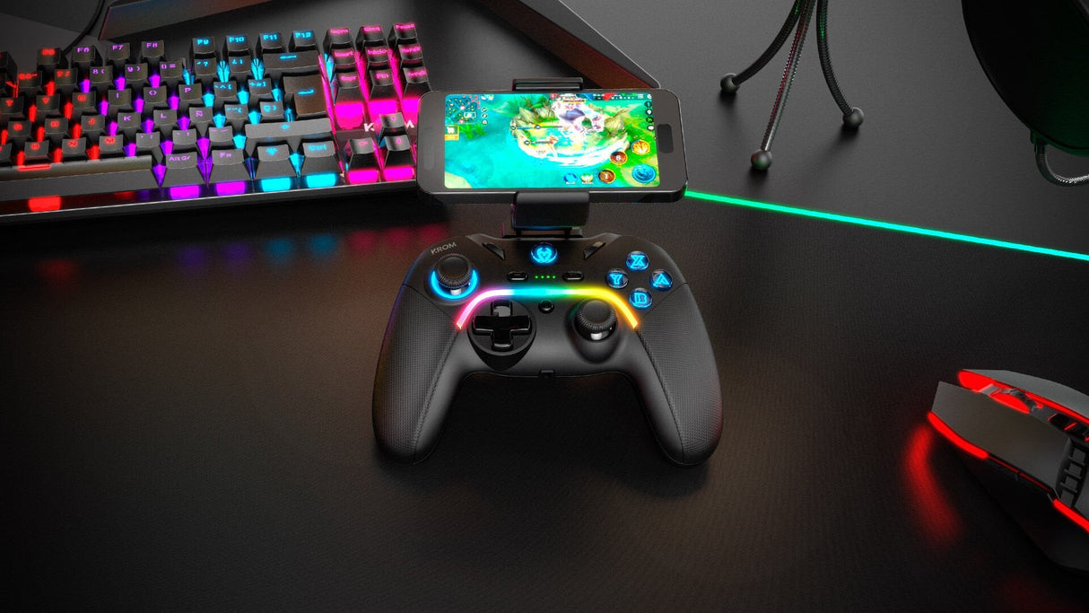 Mando Gamepad Krom Gamming Kayros Argb Pc Switch Android Ios