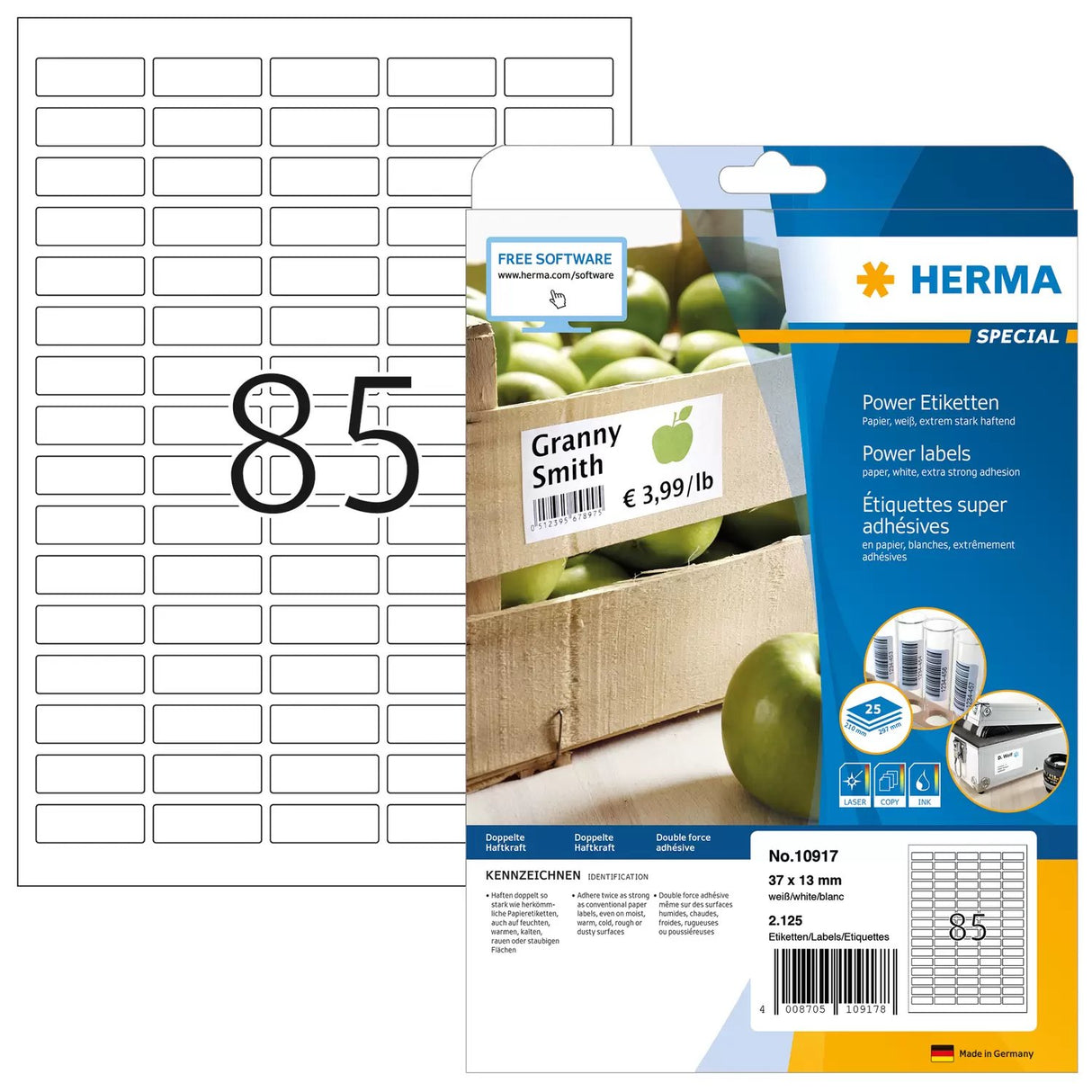 EAN 4008705109178 - HERMA 10917 etiqueta de impresora Blanco Etiqueta para impresora autoadhesiva imagen 1