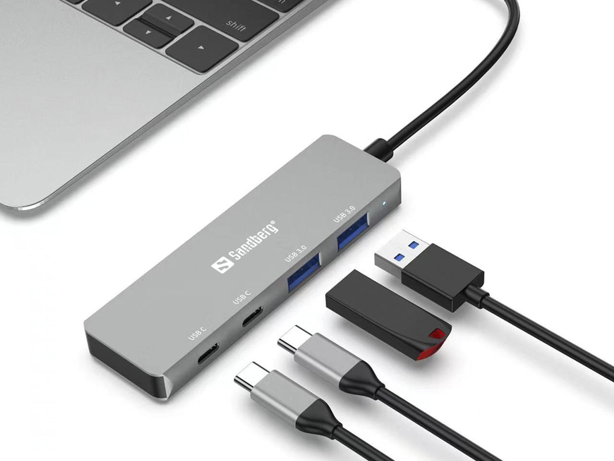EAN 5705730136504 - Sandberg 136-50 hub de interfaz USB Tipo C 5000 Mbit/s Gris imagen 2