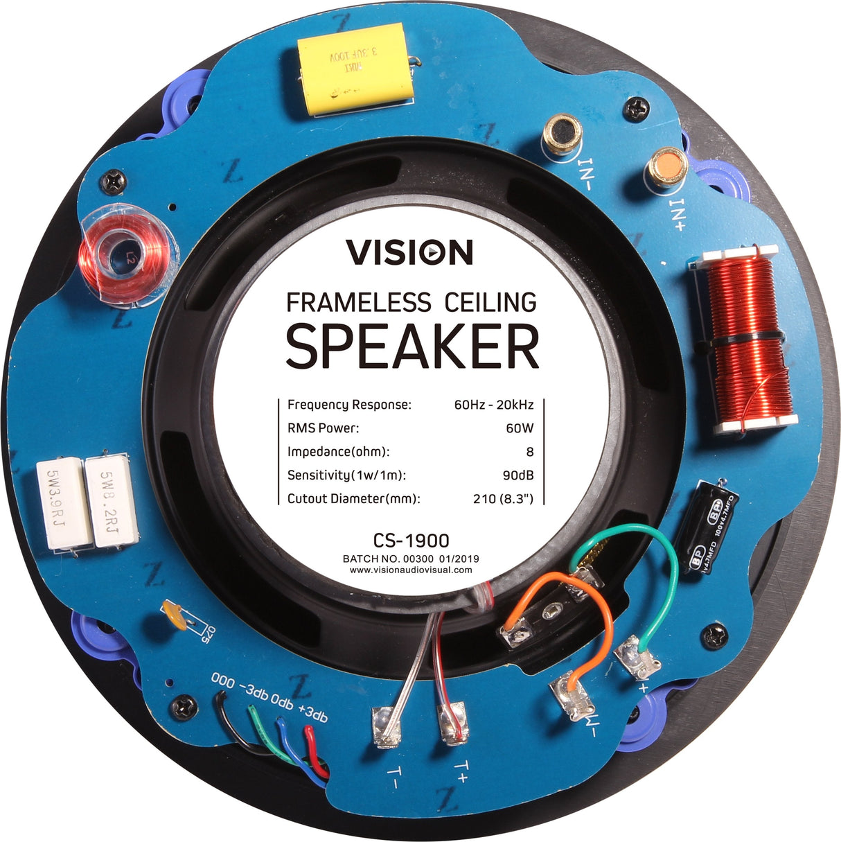 Vision Cs-1900 Altavoz De 1 Vía Negro, Blanco, Amarillo Alámbrico 60 W