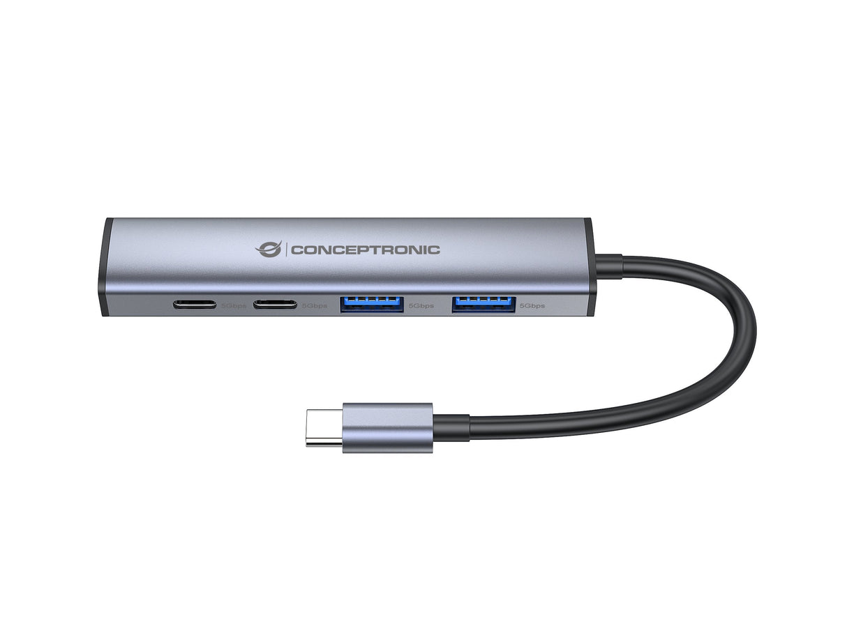 Conceptronic 4-1 Dock Usb-C->2xusb-C 2xusb-A 100wpd Gr