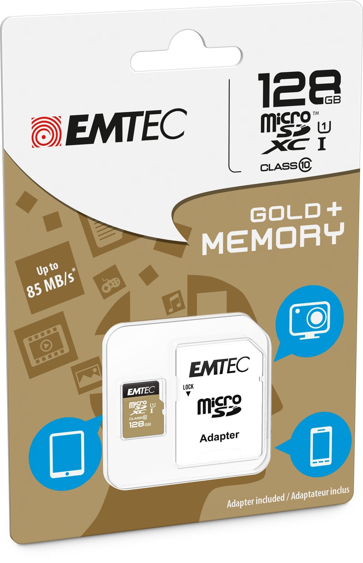 Emtec Micro Sd 128gb Sdxc U1 Cl10 Gold + Ecmsdm128gxc10gp