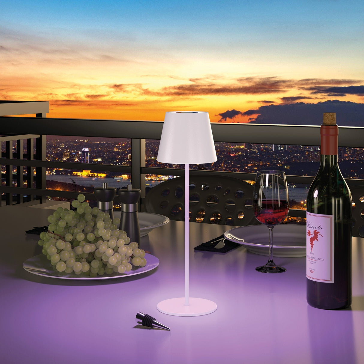 Realpower Led-Rgb Tischlampe Dimmbar Con Akku,Blanco