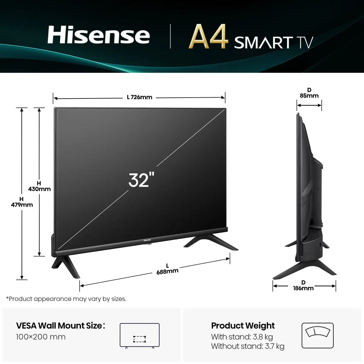 EAN 6942351417905 - Hisense 32E4QT 81,3 cm (32") HD Smart TV Wifi Negro imagen 2