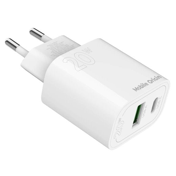 Mobile Origin Pd20w Wall Charger Mo12 White 1x Usb-A + 1x Usb-C