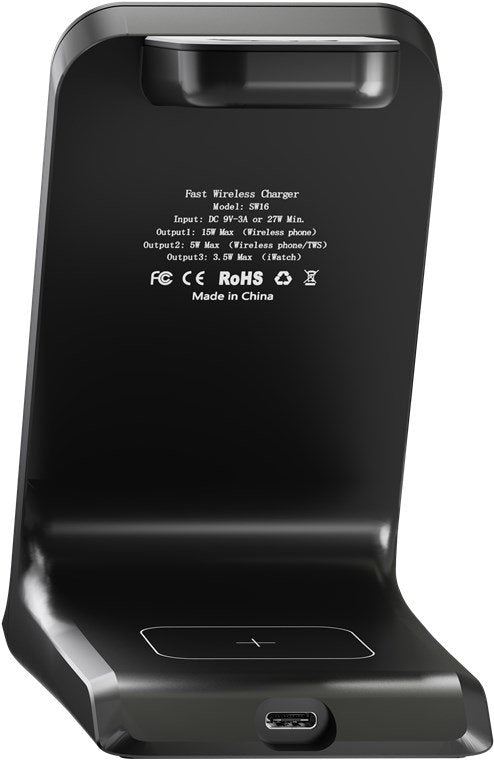 Soporte Carga Inalambrica 15w Con Tecnologia Qi 3 Dispositivos A La Vez Bulk