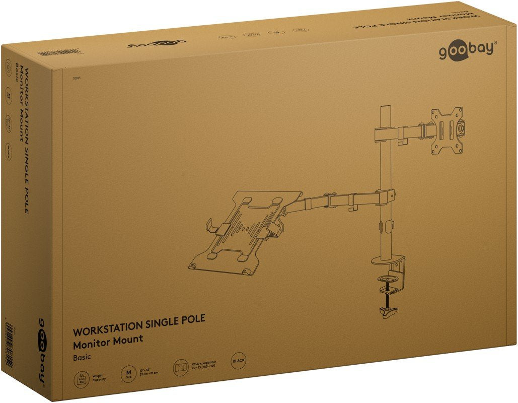 EAN 4040849708152 - Goobay 70815 soporte para ordenador portátil Soporte de mesa con estante para ordenador portátil y brazo imagen 6