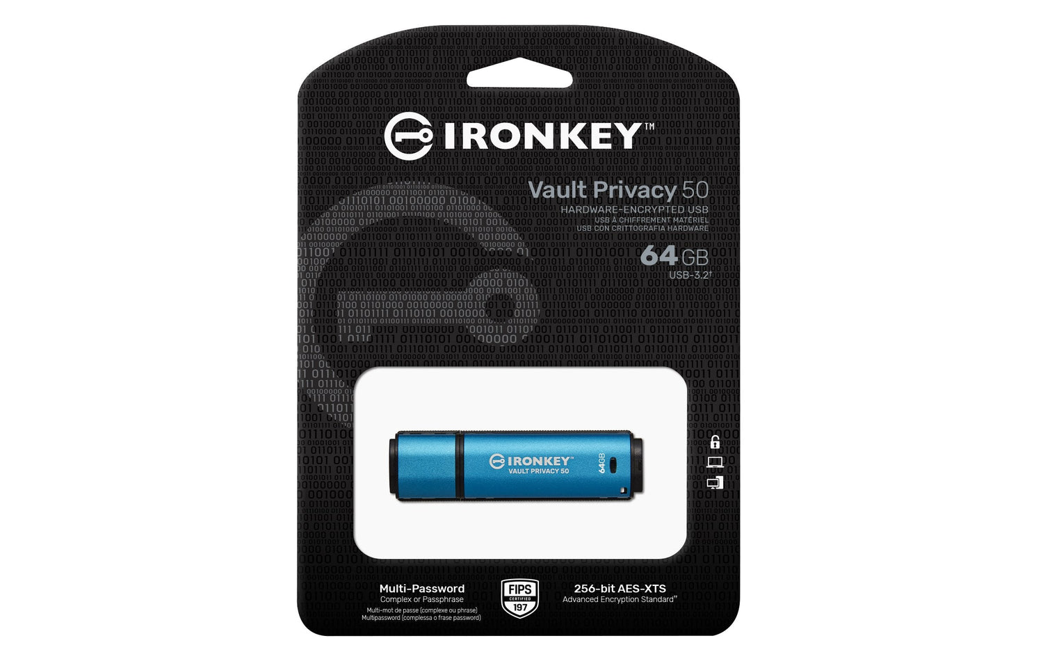 EAN 0740617329162 - Kingston Technology IronKey Vault Privacy 50 unidad flash USB USB tipo A 3.2 Gen 1 (3.1 Gen 1) Negro, Azu imagen 3