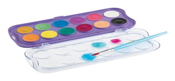 Giotto Candy Collection Estuche De 12 Acuarelas De 30mm + Pincel - Colores Brillantes, Intensos Y Vivos - Muy