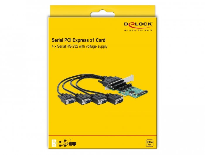 Tarjeta Pci Express Delock 89938 X1 A 4 X Serie Rs-232 Con Fuente De Alimentación