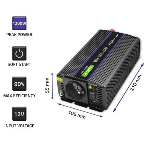 EAN 5901878519258 - Qoltec Monolith adaptador e inversor de corriente Auto/Interior 600 W Negro imagen 4
