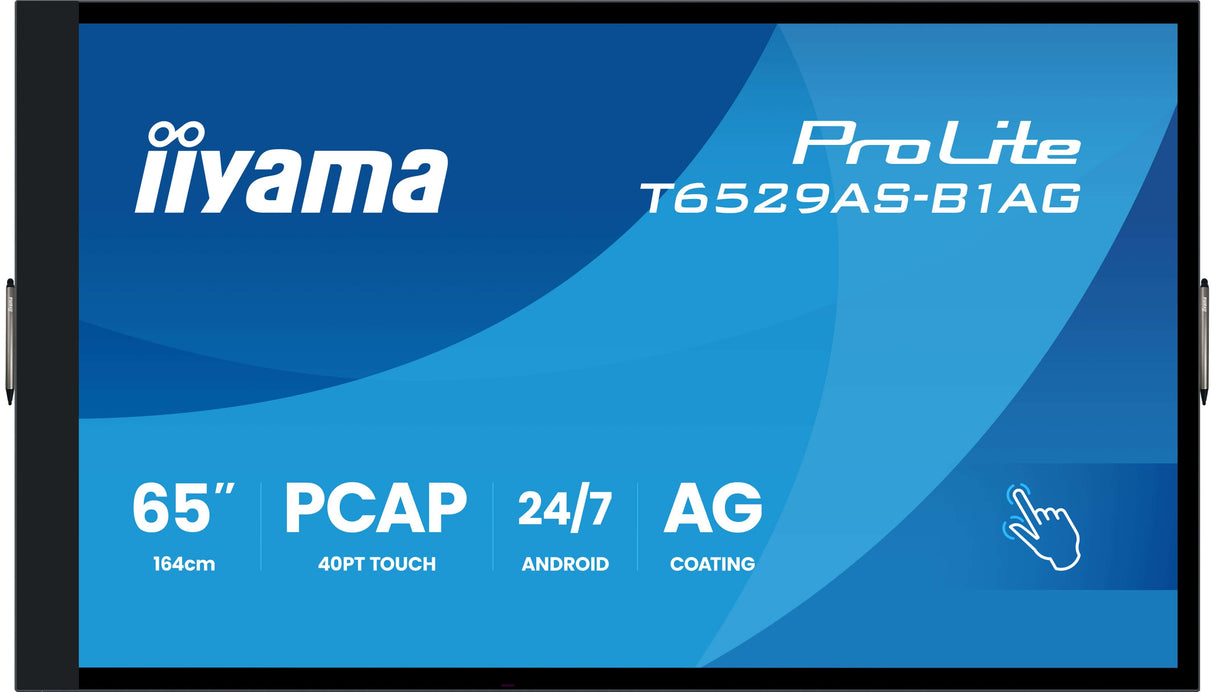 Iiyama T6529as-B1ag Pantalla De Señalización Panel Plano Interactivo 163,8 Cm (64.5") Led Wifi 500 Cd / M² 4k Ultra Hd Negro Pantalla Táctil Procesador Incorporado Android 24/7