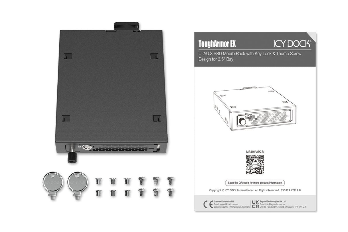 Icy Dock Mob. Rack 1x2.5'' Nvme U.2 U Ssd Pcie 5.0 F. 3 5'' Drive Bay Negro