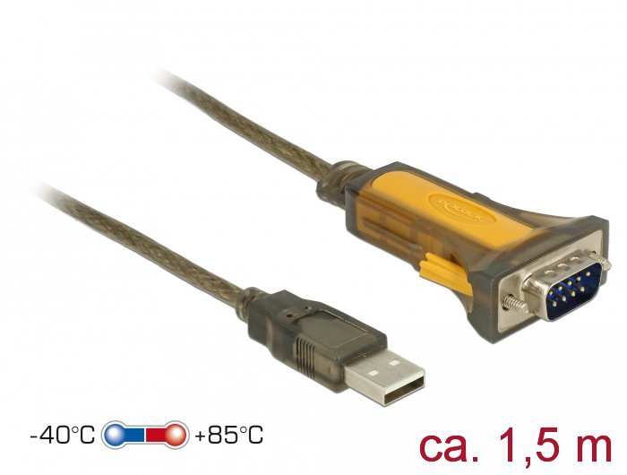 EAN 4043619658404 - DeLOCK 65840 cable de serie Negro, Amarillo 1,5 m USB tipo A DB-9 imagen 2