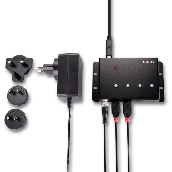 Lindy 43374 Hub De Interfaz Usb 3.2 Gen 1 (3.1 Gen 1) Type-B 5000 Mbit/S Negro